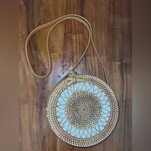 Sun medallion rattan bag